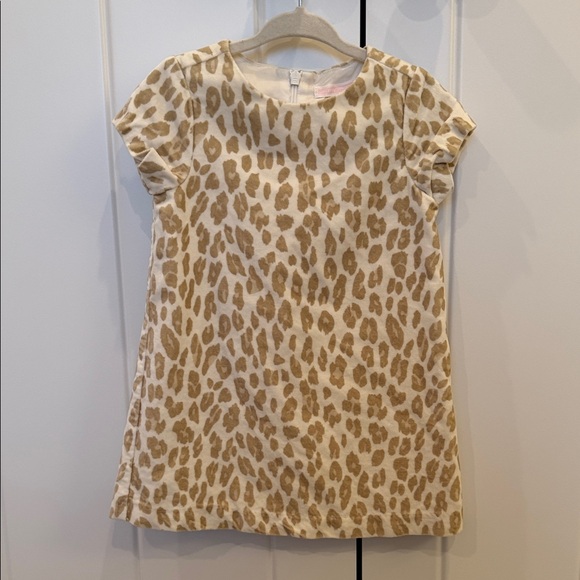 Janie and Jack Tan Leopard Print Velvet dress & matching Faux Fur cardigan - Picture 4 of 6